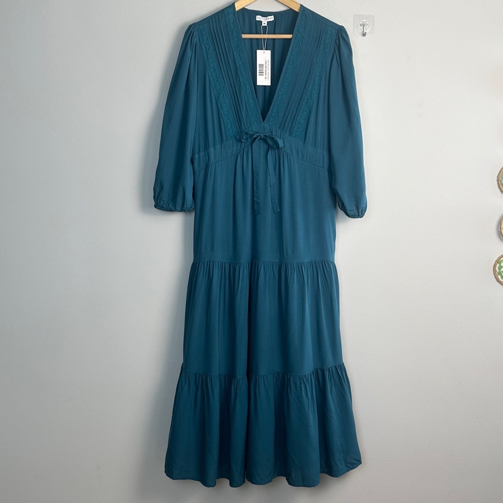 NEW Baltic Born Phillips Maxi Dress Persian Blue Medium Lined Tiered 3/4 Sleeves - Picture 16 of 16